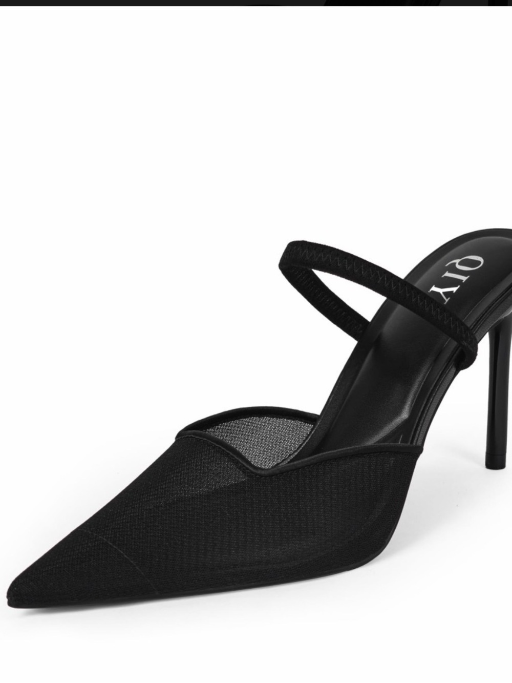 Black Pointed Toe Slingback Heels with Thin Strap